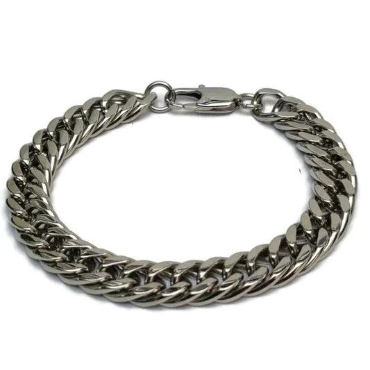 Stalen Schakelarmband Curb Cuban 19cm 9mm 19cm 9mm alles armbanden chirurgisch staal dames Geen hanger Geen_Parel Geen_steen gourmet heren nakijken PVD Schakelarmband Staal tekst uniseks Volwassenen zilverkleurig Zonder_hanger Zonder_steen