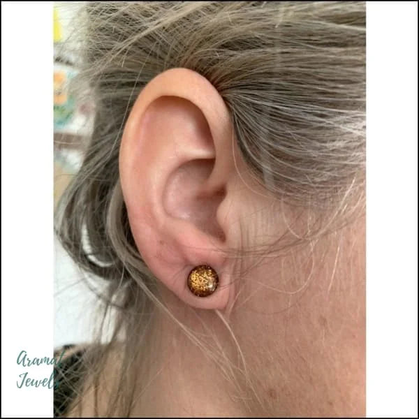Oorbellen | Glitter Oorstekers Acryl Staal 8mm