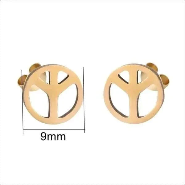 Oorbellen Zweerknopjes Vredesteken Zwart Staal Goudkleurig-9mm 8720157033615 9mm alles Apparel & Accessories > Jewelry > Earrings Aramat Jewels chirurgisch staal dames Geen hanger Geen oormodel geometrisch goudkleurig Kleur_Zwart Meerdere kleuren Met_steen Nieuw oorbellen PVD Soort sieraad_Oorbellen Staal transparant Volwassenen vredesteken zilverkleurig zirkonia zonder hanger Zonder_hanger Zwart zweerknopjes