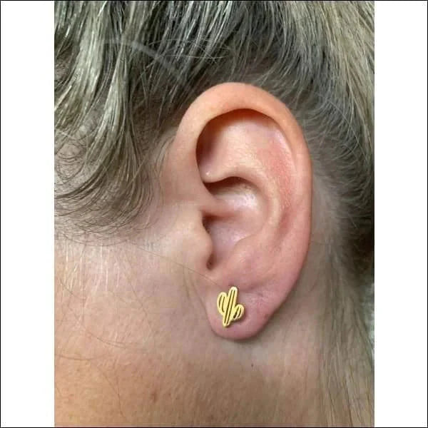 Stalen Oorbellen Cactus - 10mm 7mm 8720157038658 alles Aramat Jewels chirurgisch staal dames fgift Geen edelsteen Geen hanger Geen steen gepolijst goudkleurig kinderen Meerdere Varianten natuur oor532 oorbellen oormodel PVD Staal Volwassenen Zonder_hanger Zonder_steen Zwart zweerknopjes