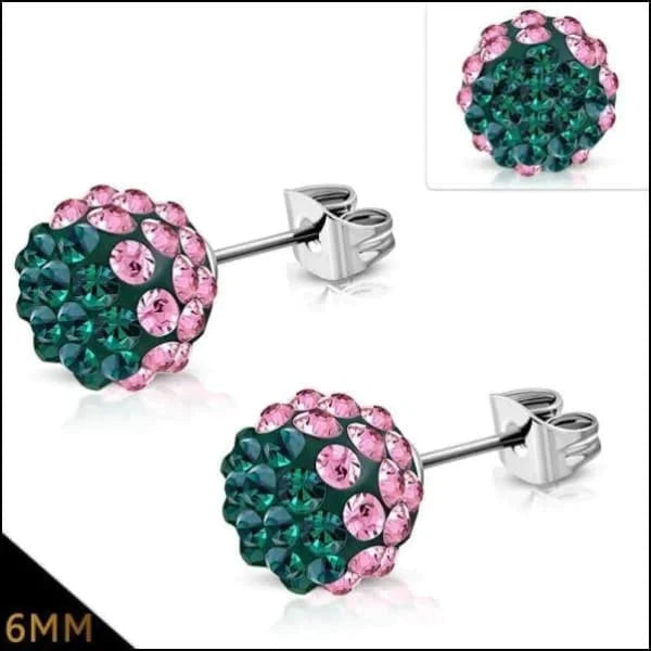 Oorbellen | Shamballa Bolletjes Oorstekers Aqua