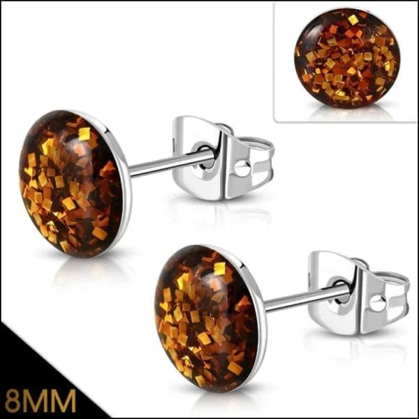 Oorbellen | Glitter Oorstekers Acryl Staal 8mm