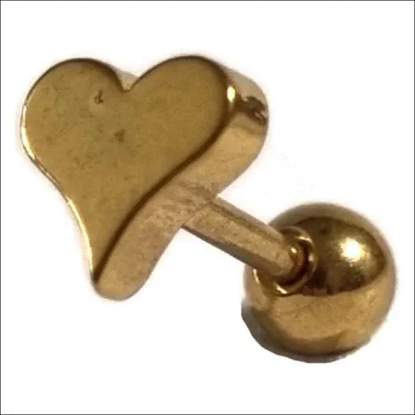 Helixpiercing Piercing Hartje Goudkleurig Chirurgisch Staal 1.2mm 6mm alles Barbell chirurgisch staal dames goudkleurig hart Helix helixpiercings jin nakijken Oor piercing Piercings PVD Staal tekst Volwassenen