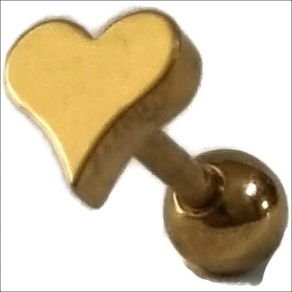 Helixpiercing Piercing Hartje Goudkleurig Chirurgisch Staal 1.2mm 6mm alles Barbell chirurgisch staal dames goudkleurig hart Helix helixpiercings jin nakijken Oor piercing Piercings PVD Staal tekst Volwassenen