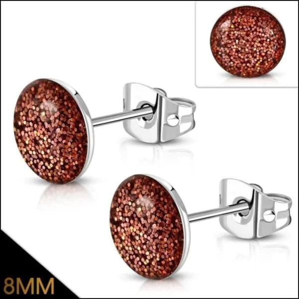Oorbellen | Glitter Oorstekers Acryl Staal 8mm