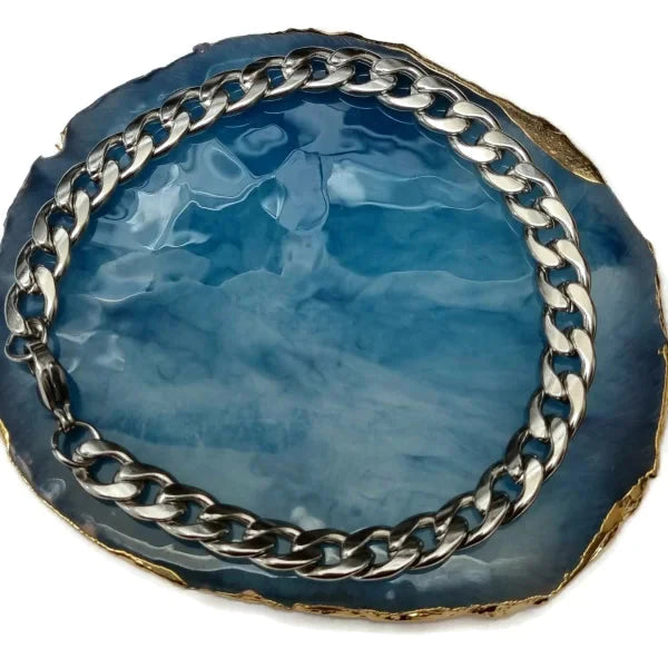 Schakel Armband-gourmet -staal-zilverkleurig-8mm-22cm 22cm 8mm alles Aramat Jewels armbanden chirurgisch staal dames Geen hanger Geen_steen gourmet heren nakijken PVD Schakelarmband Staal tekst Volwassenen zilverkleurig Zonder_hanger Zonder_steen