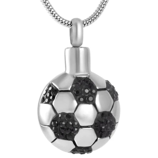 Ashanger Met Voetbal 17mm 27mm alles ashangers Assieraad chirurgisch staal gedenkhangers gedenksieraden kristal PVD Staal uniseks voetbal Volwassenen zilverkleurig zonder_ketting Zwart