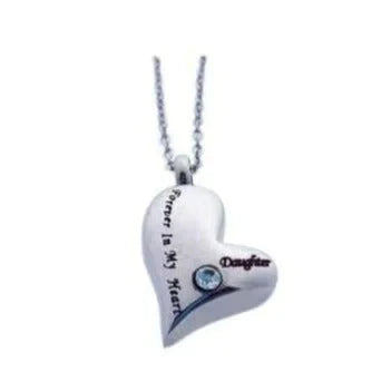 Stalen Ashanger Dochter - Meerdere Modellen Forever in my heart-Daughter-3x2cm alles ashangers Assieraad chirurgisch staal dochter gedenkhangers gedenksieraden hart Meerdere Varianten rosékleurig Staal uniseks unisex Volwassenen zilverkleurig