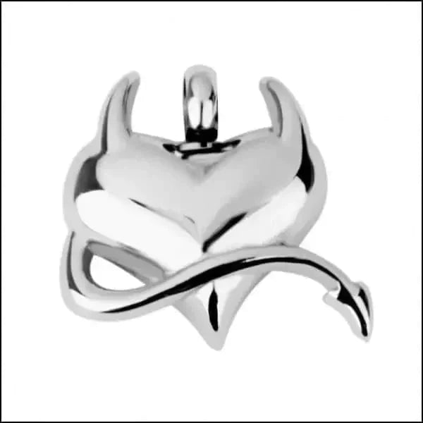 Stalen Ashanger Hart Little Devil Zilverkleurig 8720157010012 alles Aramat Jewels ashangers Assieraad chirurgisch staal Gedenkhangers gedenksieraden Geen edelsteen goudkleurig hart Meerdere kleuren PVD rosékleurig staal uniseks Volwassenen Zilverkleurig zonder steen Zonder_steen