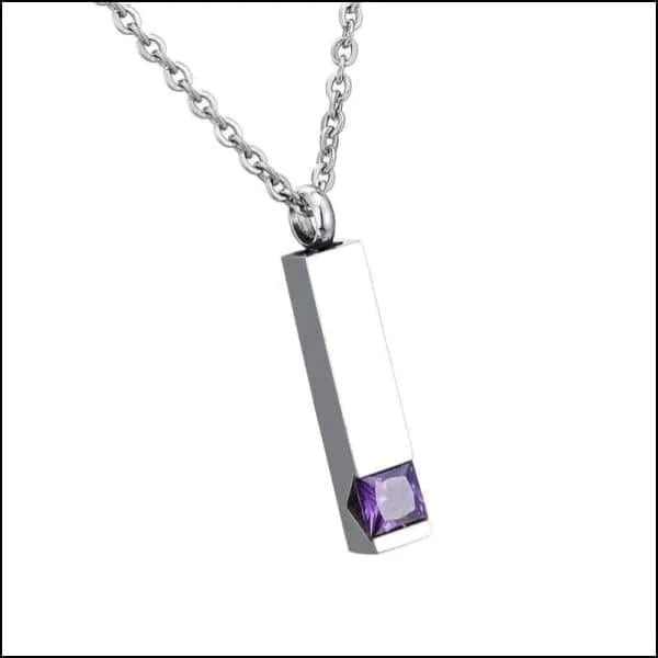 Stalen Ashanger Staaf Met Zirkonia Steen Paars 8720157010692 alles Aramat Jewels ashangers Assieraad blauw chirurgisch staal gedenkhangers gedenksieraden Geen hanger hang450-8094 Meerdere kleuren Met_steen Nieuw Oranje paars PVD Rood roze staal Transparant uniseks Volwassenen zilverkleurig zirkonia