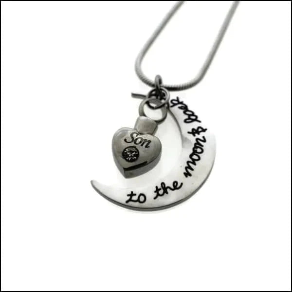Stalen Ashanger Zoon son-to the moon and back-3.5cm alles ashangers Assieraad chirurgisch staal dames gedenkhangers gedenksieraden hart heren Meerdere Varianten Staal uniseks unisex Volwassenen zilverkleurig zoon