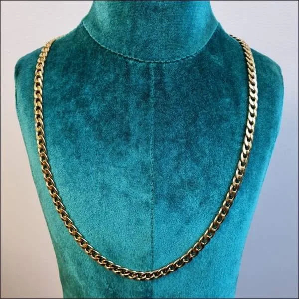 ket773-Platte Gourmet Ketting Goudkleurig Cuban chain-Aramat Jewels