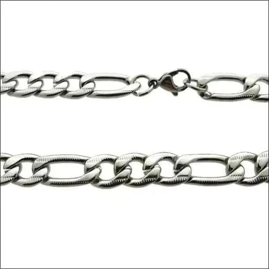 Brede Figaro Ketting Bewerkt Zilverkleurig Staal 65cm 10mm 10mm 65cm 8720157022237 alles Aramat Jewels chirurgisch staal figaro Geen edelsteen Geen_Parel Geen_steen Halskettingen heren ket583-XN12954 Ketting zonder hanger nakijken PVD Schakelketting Staal Statement ketting tekst uniseks unisex Volwassenen zilverkleurig Zonder_hanger Zonder_steen