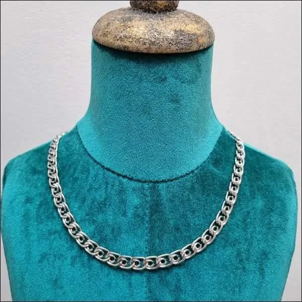Ketting Fantasie Staal Zilverkleurig 7.5mm 50cm 50cm 7.5mm alles chirurgisch staal fantasie Geen edelsteen Geen_Parel Geen_steen halskettingen Ketting zonder hanger nakijken PVD Schakelketting Staal Statement ketting tekst uniseks unisex Volwassenen zilverkleurig Zonder_hanger Zonder_steen