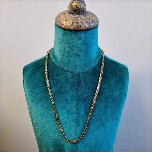 Koningsketting Goudkleurig Zilverkleurig Chirurgisch Staal 4mm 60cm 8720157030911 alles Aramat Jewels bicolor chirurgisch staal Geen edelsteen Geen_Parel Geen_steen goudkleurig halskettingen heren ket650-XN13871-60 Ketting zonder hanger konings nakijken PVD Schakelketting Staal Statement ketting tekst uniseks unisex Volwassenen zilverkleurig Zonder_hanger Zonder_steen
