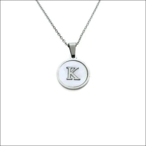 Letter Halsketting Initiaal - Zilverkleur-wit K 16mm 45cm A alles C chirurgisch staal E foto Geen edelsteen Geen hanger halskettingen J K Ketting met hanger Ketting met initiaal L letter M Meerdere Varianten Met_hanger N niet geupdated P PVD S Schakelketting schelp Schelpenketting Staal T tekst uniseks unisex V Volwassenen Y zilverkleurig