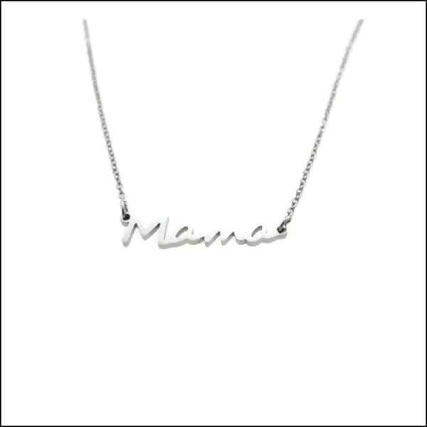 Naam Ketting Mama Staal 50cm - Zilverkleur 50cm alles chirurgisch staal dames Geen edelsteen Geen_Parel Geen_steen goudkleurig halskettingen Ketting met hanger Meerdere kleuren Minimalistische ketting moederdag PVD rosékleurig Schakelketting Staal Statement ketting tekst uniseks unisex Volwassenen zilverkleurig Zonder_steen