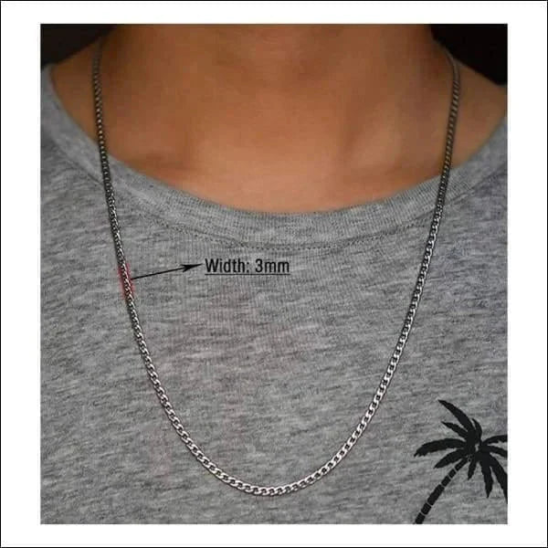 Platte Gourmetketting 50cm 3mm Staal Zilverkleurig Heren 3mm 50cm alles chirurgisch staal dames Geen edelsteen Geen hanger Geen_Parel Geen_steen halskettingen heren Ketting zonder hanger Minimalistische ketting nakijken PVD Schakelketting Staal Statement ketting tekst uniseks unisex Volwassenen zilverkleurig Zonder_hanger Zonder_steen
