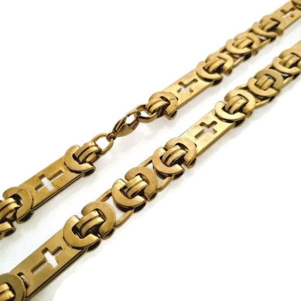 Rvs Koningsketting Met Kruisjes- Goudkleur 11mm 55cm alles bicolor chirurgisch staal goudkleurig halskettingen heren konings kruis kruisje Meerdere kleuren Religie Staal tekst uniseks unisex Volwassenen zilverkleurig