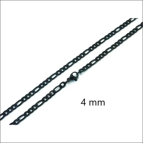 Stalen Figaro Schakel Ketting Zwart 4mm 70cm 3mm 4mm 50cm 55cm 60cm 70cm alles Aramat Jewels chirurgisch staal dames figaro Geen edelsteen Geen hanger Geen_Parel Geen_steen halskettingen heren Ketting zonder hanger Meerdere Maten Minimalistische ketting PVD Schakelketting Staal tekst uniseks unisex Volwassenen Zonder_hanger Zonder_steen zwart