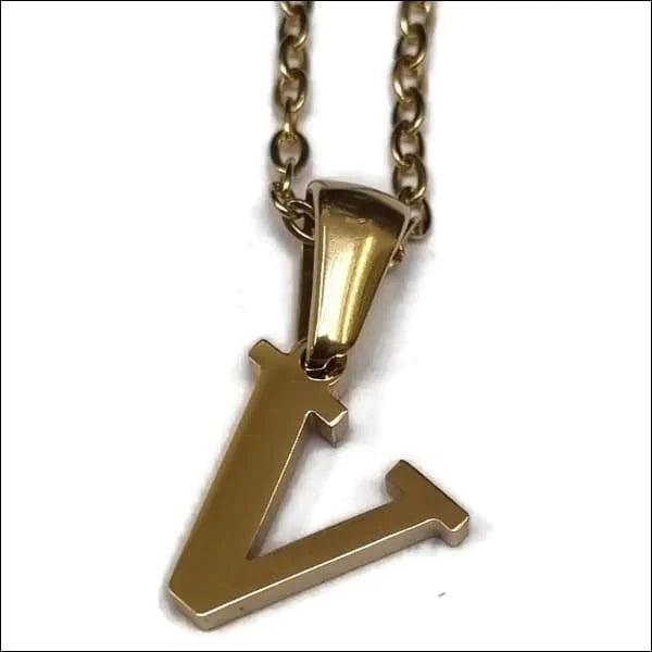 Halskettingen | Stalen Goudkleurige Letter Ketting Initiaal-