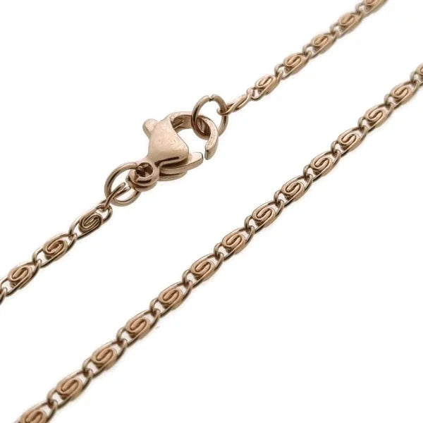 Stalen Griekse Schakelketting Rosékleur Rosékleur 50cm 2mm 2mm 50cm alles chirurgisch staal dames gedraaid griekse halskettingen rosékleurig Staal tekst uniseks unisex Volwassenen