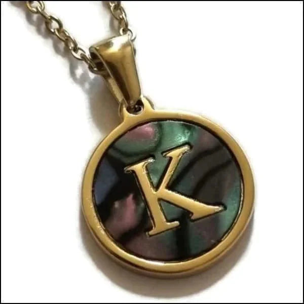 Halskettingen | Stalen Initiaal-ketting-letter - Schelp