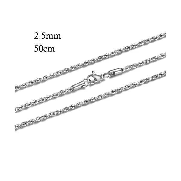 Zilverkleurige Stalen koord Ketting