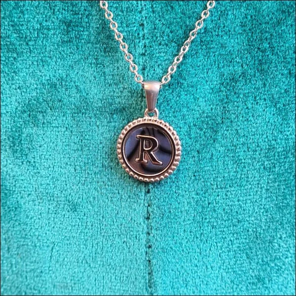 Halskettingen Stalen Letter Ketting Initiaal Abalone Zilverkleur 45cm Aramat Jewels