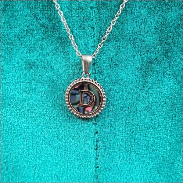 Halskettingen Stalen Letter Ketting Initiaal Abalone Zilverkleur 45cm Aramat Jewels