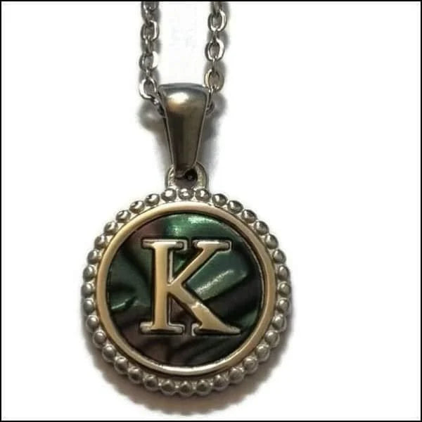Halskettingen Stalen Letter Ketting Initiaal Abalone Zilverkleur 45cm Aramat Jewels