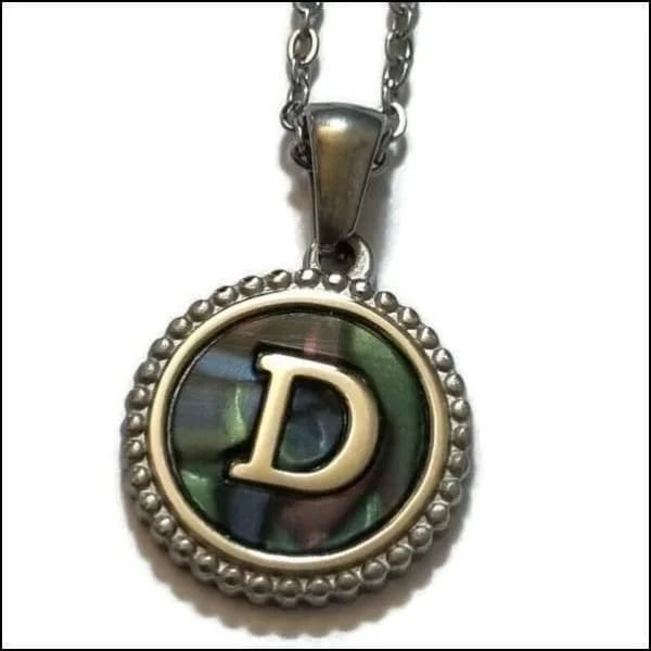 Halskettingen Stalen Letter Ketting Initiaal Abalone Zilverkleur 45cm Aramat Jewels