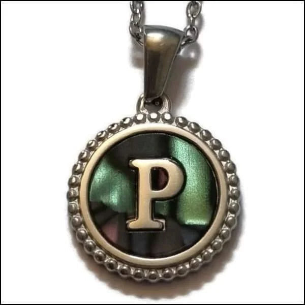 Halskettingen Stalen Letter Ketting Initiaal Abalone Zilverkleur 45cm Aramat Jewels