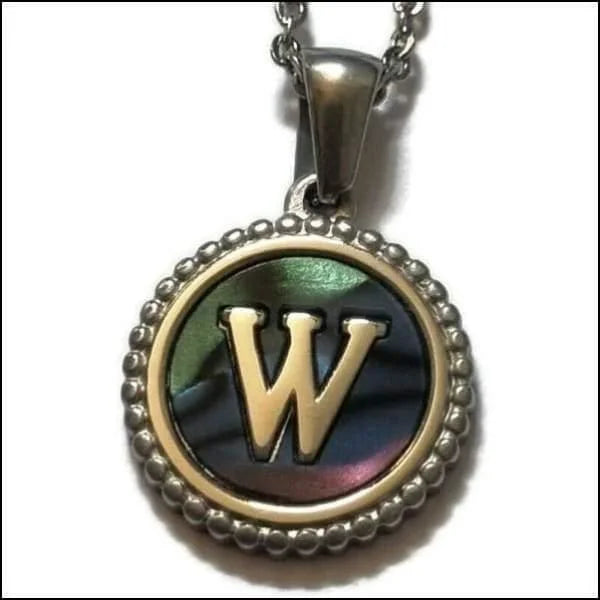 Halskettingen Stalen Letter Ketting Initiaal Abalone Zilverkleur 45cm Aramat Jewels