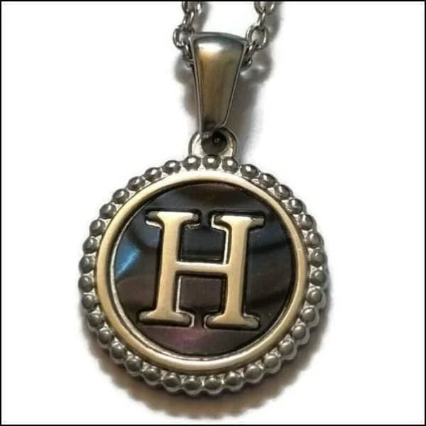 Halskettingen Stalen Letter Ketting Initiaal Abalone Zilverkleur 45cm Aramat Jewels