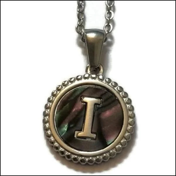 Halskettingen Stalen Letter Ketting Initiaal Abalone Zilverkleur 45cm Aramat Jewels
