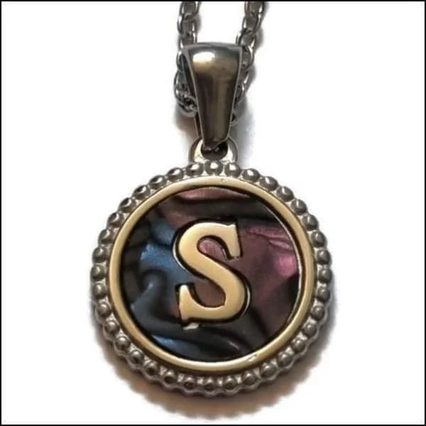 Halskettingen Stalen Letter Ketting Initiaal Abalone Zilverkleur 45cm Aramat Jewels