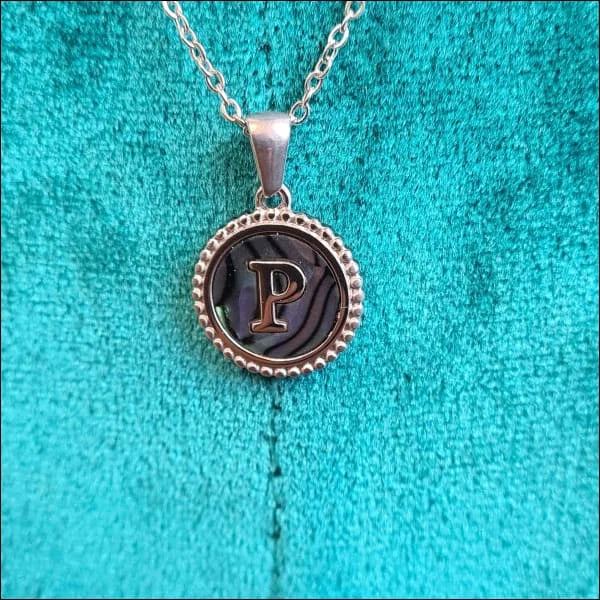 Halskettingen Stalen Letter Ketting Initiaal Abalone Zilverkleur 45cm Aramat Jewels