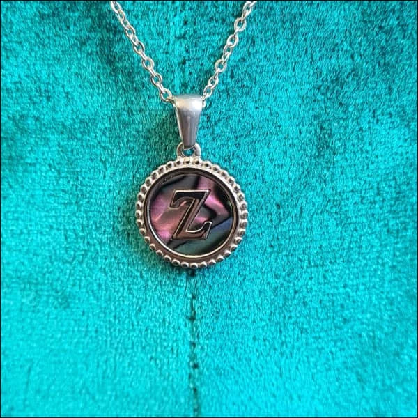 Halskettingen Stalen Letter Ketting Initiaal Abalone Zilverkleur 45cm Aramat Jewels
