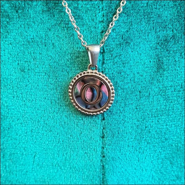 Halskettingen Stalen Letter Ketting Initiaal Abalone Zilverkleur 45cm Aramat Jewels