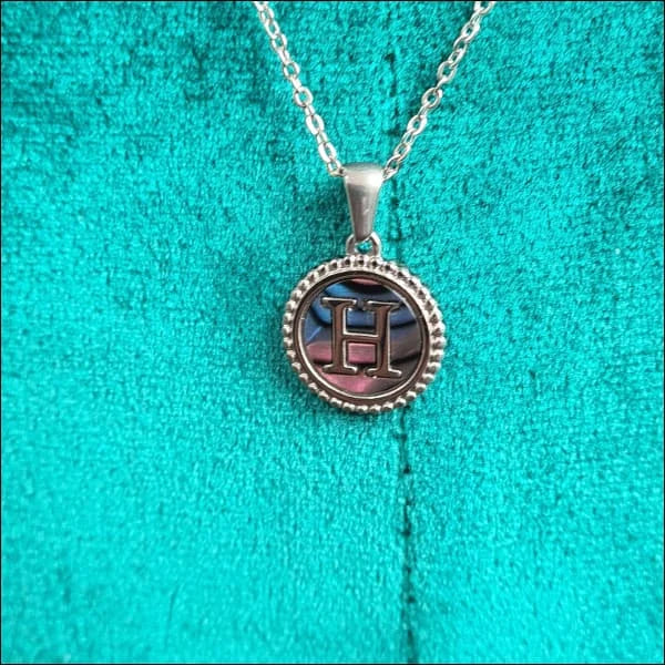 Halskettingen Stalen Letter Ketting Initiaal Abalone Zilverkleur 45cm Aramat Jewels