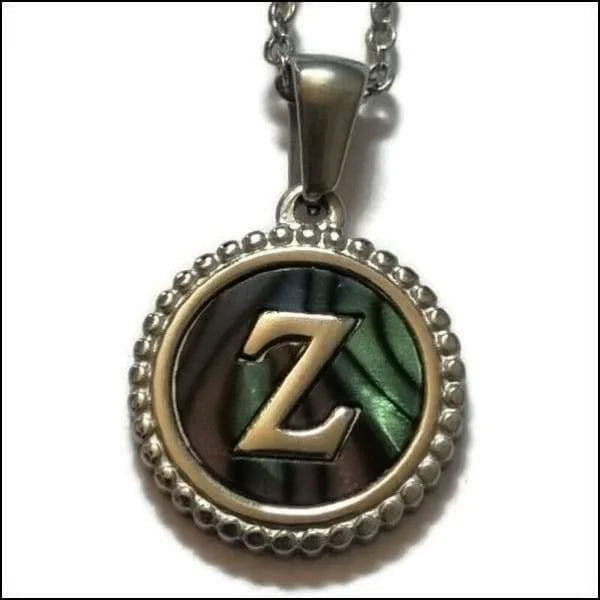 Halskettingen Stalen Letter Ketting Initiaal Abalone Zilverkleur 45cm Aramat Jewels