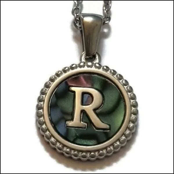 Halskettingen Stalen Letter Ketting Initiaal Abalone Zilverkleur 45cm Aramat Jewels