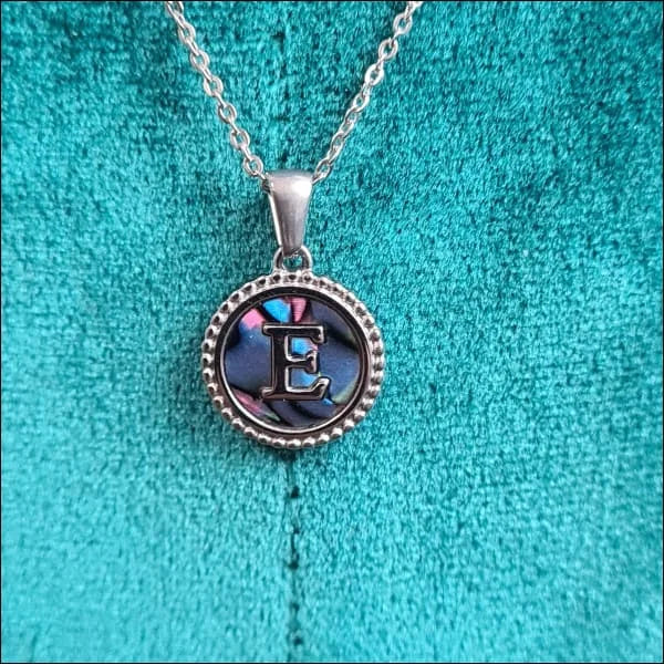 Halskettingen Stalen Letter Ketting Initiaal Abalone Zilverkleur 45cm Aramat Jewels