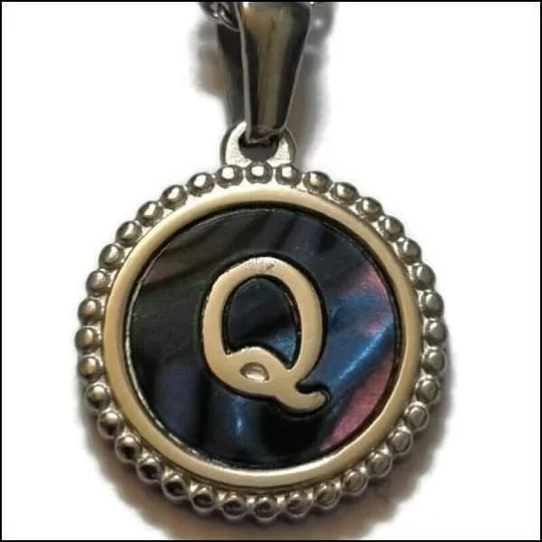 Halskettingen Stalen Letter Ketting Initiaal Abalone Zilverkleur 45cm Aramat Jewels