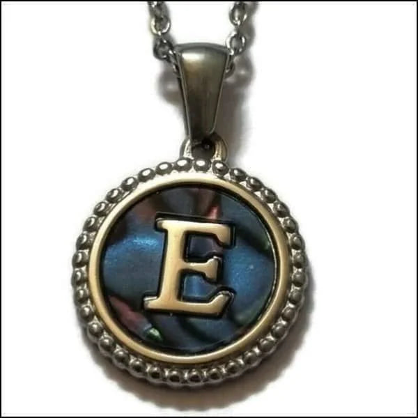 Halskettingen Stalen Letter Ketting Initiaal Abalone Zilverkleur 45cm Aramat Jewels