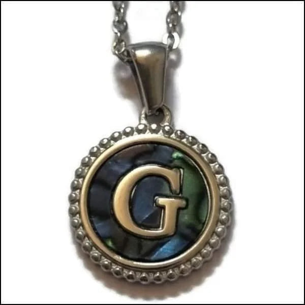 Halskettingen Stalen Letter Ketting Initiaal Abalone Zilverkleur 45cm Aramat Jewels