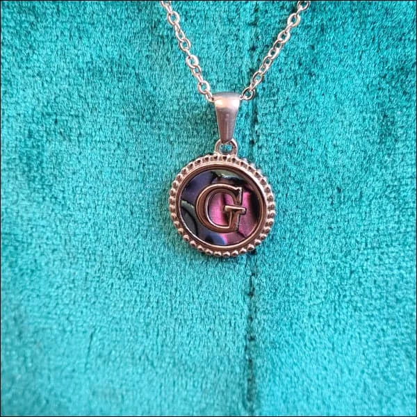 Halskettingen Stalen Letter Ketting Initiaal Abalone Zilverkleur 45cm Aramat Jewels