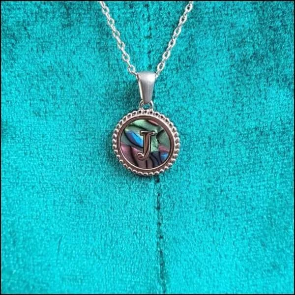 Halskettingen Stalen Letter Ketting Initiaal Abalone Zilverkleur 45cm Aramat Jewels