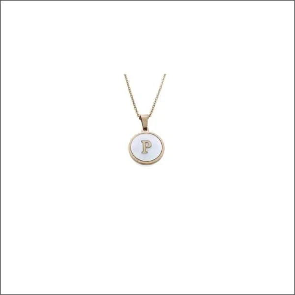 Stalen Letter Ketting Initiaal Schelp Rosékleurig 45cm 16mm P 16mm 45cm A alles anker C chirurgisch staal dames E foto Geen edelsteen Geen hanger halskettingen J K Ketting met hanger Ketting met initiaal L letter Letterketting Meerdere Varianten Met_hanger Nieuw P Paarlemoer PVD rosékleurig S Schakelketting schelp Schelpenketting Staal tekst uniseks unisex Volwassenen wit Y